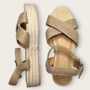 Espadrille Platform Wedge Sandals Cream Natural